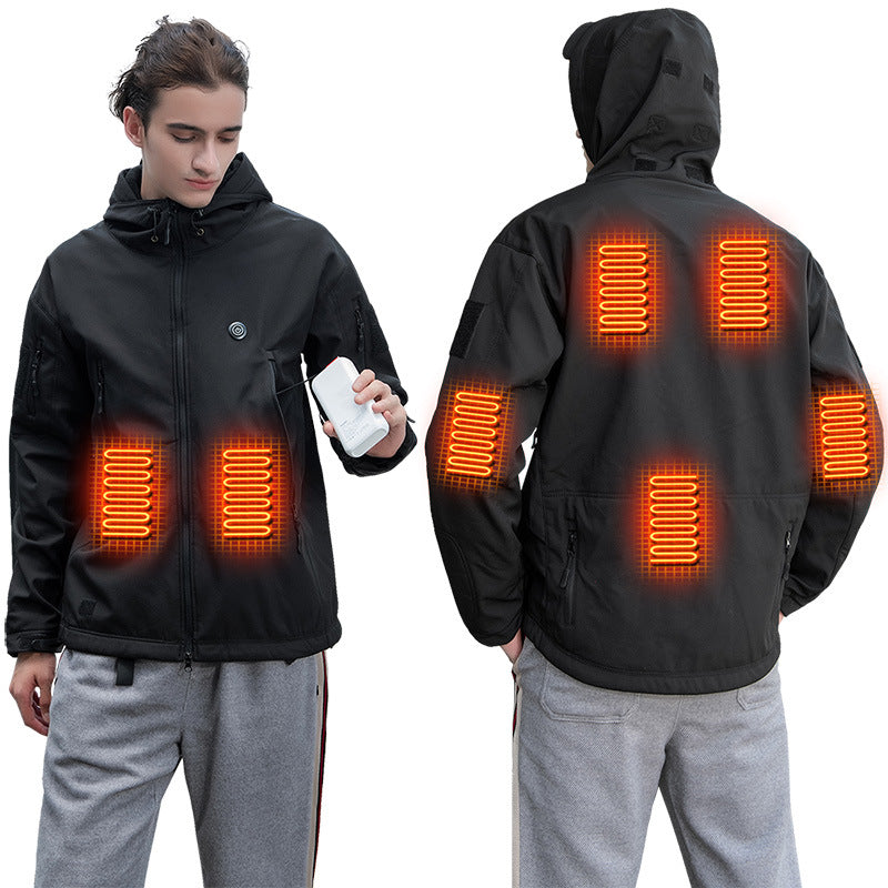 “USB Heated Jacket – 7-Zone Electric Down Coat with Adjustable Heat, Outdoor Winter Ski & Hiking Jacket”
