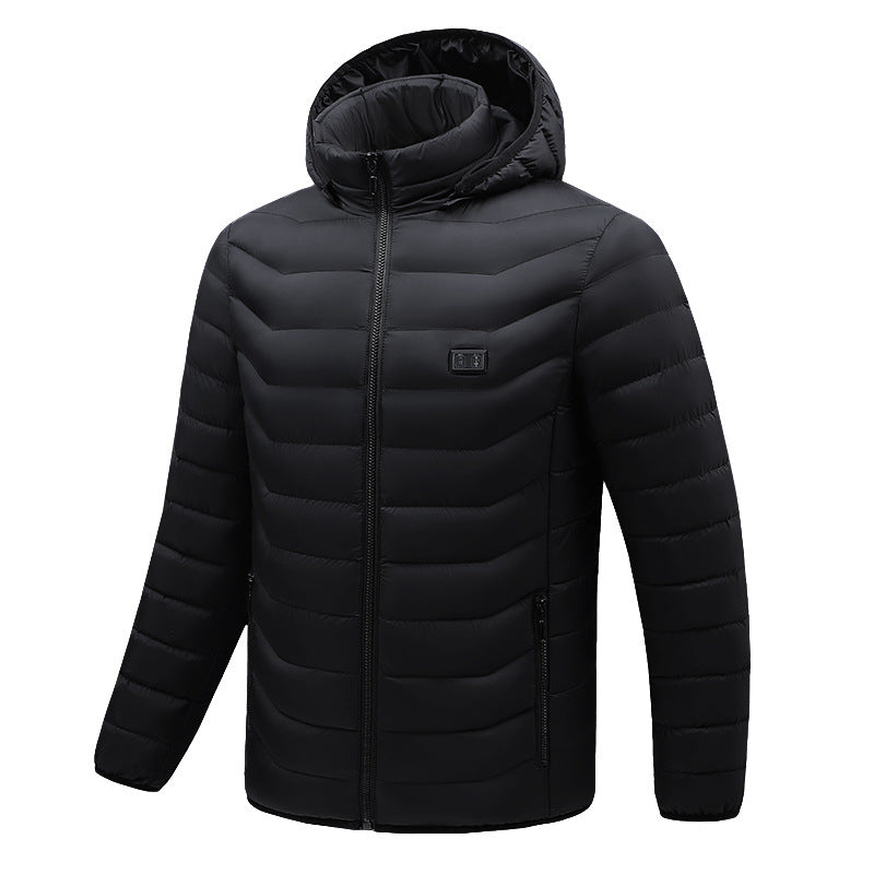 “USB Heated Jacket – 4-Zone Electric Winter Coat with Adjustable Temperature, Cold-Proof Heating Cotton Clothing”
