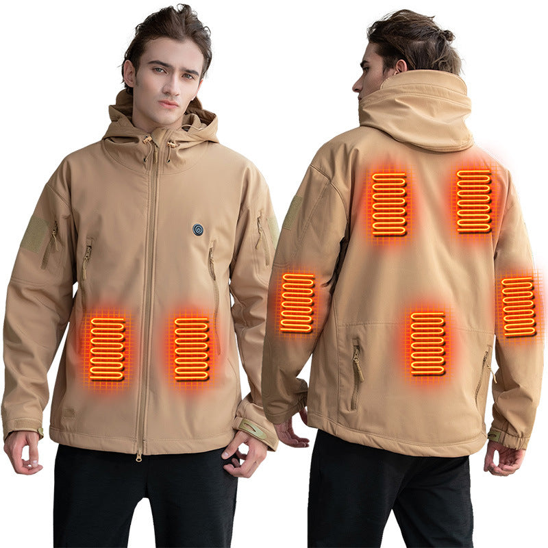 “USB Heated Jacket – 7-Zone Electric Down Coat with Adjustable Heat, Outdoor Winter Ski & Hiking Jacket”
