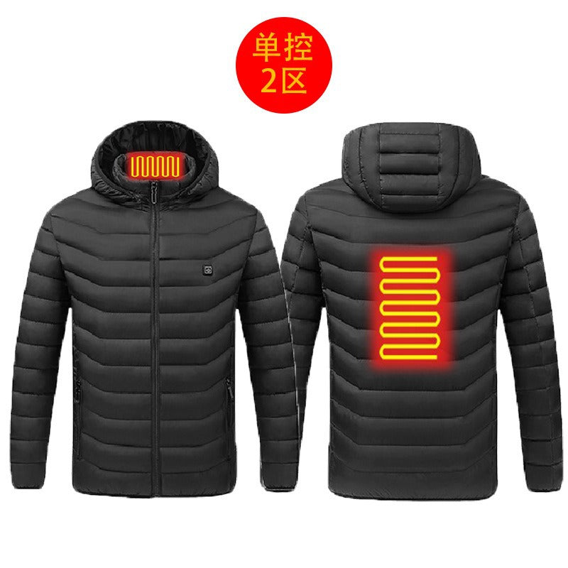 “USB Heated Jacket – 4-Zone Electric Winter Coat with Adjustable Temperature, Cold-Proof Heating Cotton Clothing”