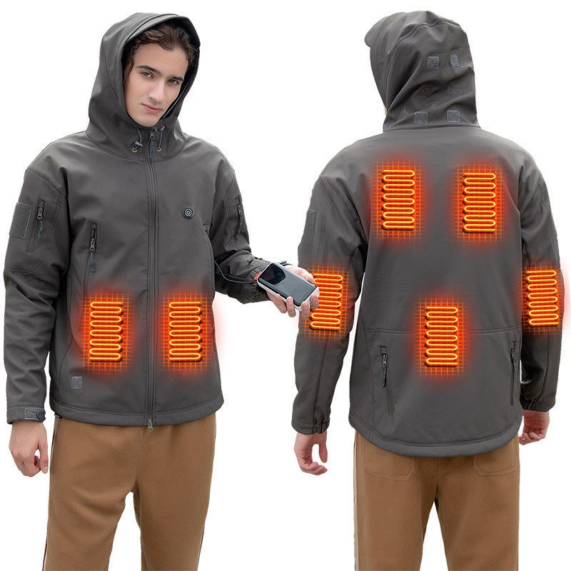 “USB Heated Jacket – 7-Zone Electric Down Coat with Adjustable Heat, Outdoor Winter Ski & Hiking Jacket”