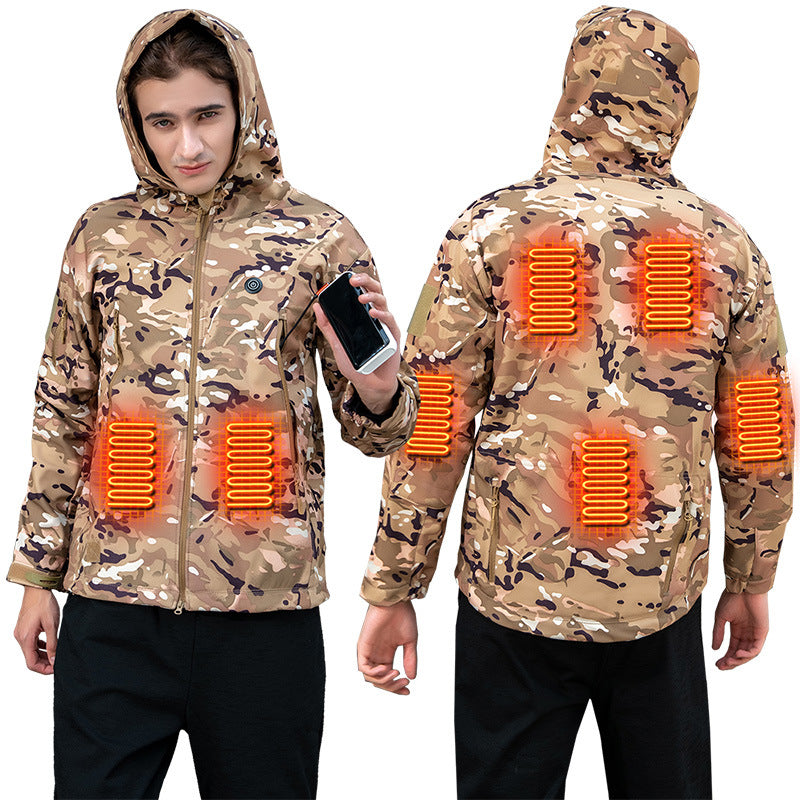 “USB Heated Jacket – 7-Zone Electric Down Coat with Adjustable Heat, Outdoor Winter Ski & Hiking Jacket”