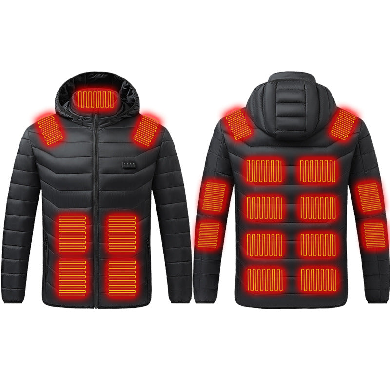 “USB Heated Jacket – 4-Zone Electric Winter Coat with Adjustable Temperature, Cold-Proof Heating Cotton Clothing”