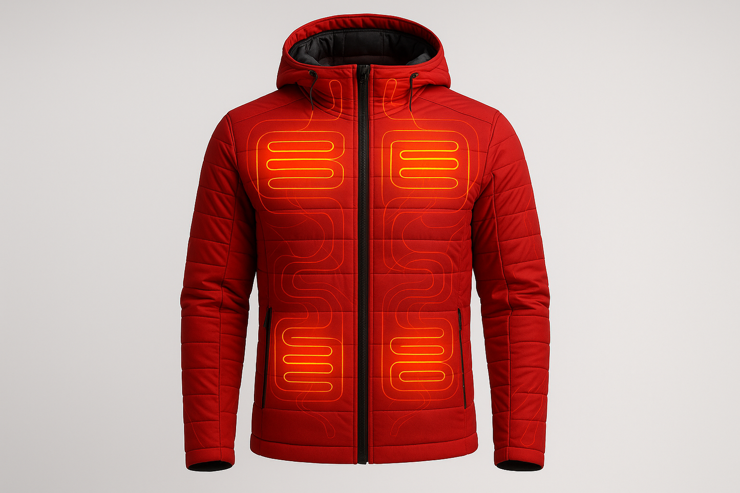 Red USB heated jacket with hood – winter electric heating coat.”
Pinterest caption: “🔥 Bold style meets warmth – red USB heated jacket for ultimate comfort this winter.”