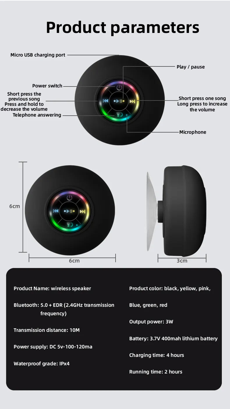 AquaTunes LED Shower Speaker
