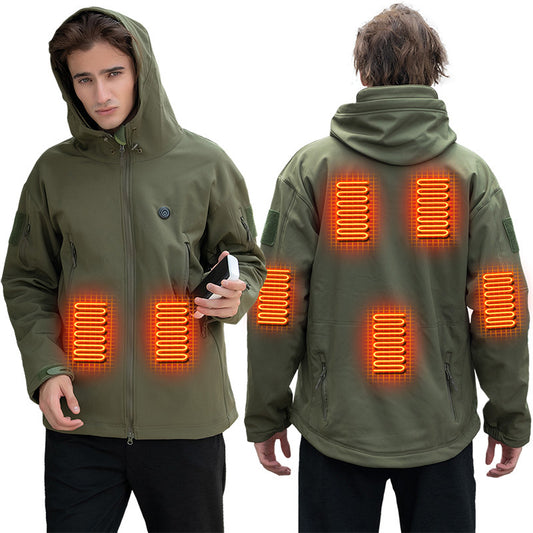 “USB Heated Jacket – 7-Zone Electric Down Coat with Adjustable Heat, Outdoor Winter Ski & Hiking Jacket”