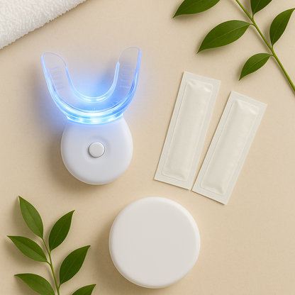 Teeth Whitening Kit | LED Light & Whitening Strips
