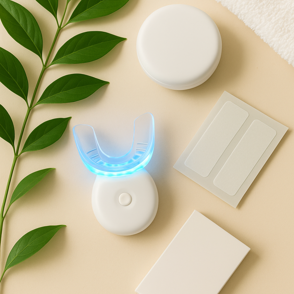 Teeth Whitening Kit | LED Light & Whitening Strips